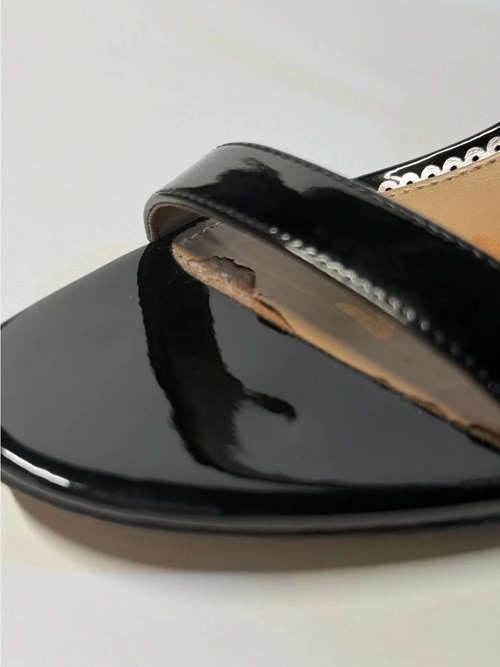 SAM EDELMAN Patti Black Patent Ankle Strap Heels, Gently worn. Size 7.